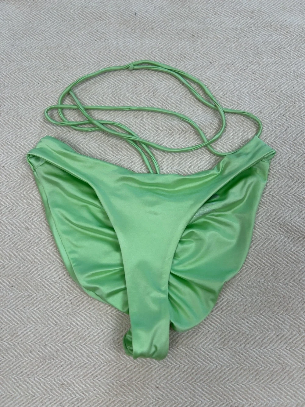 Frankies Bikinis x Naomi Osaka Foxy Satin Bikini Bottom in Honeydew S